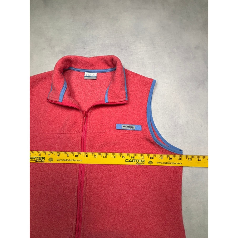 Columbia PFG Fleece Vest Womens Large Pink Red Full Zip Performance Fishing - Picture 5 of 9